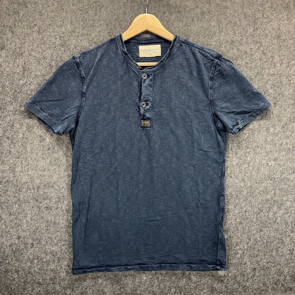 Ralph Lauren Denim and Supply Henley T-Shirt Mens Small Blue Short Sleeve Polo